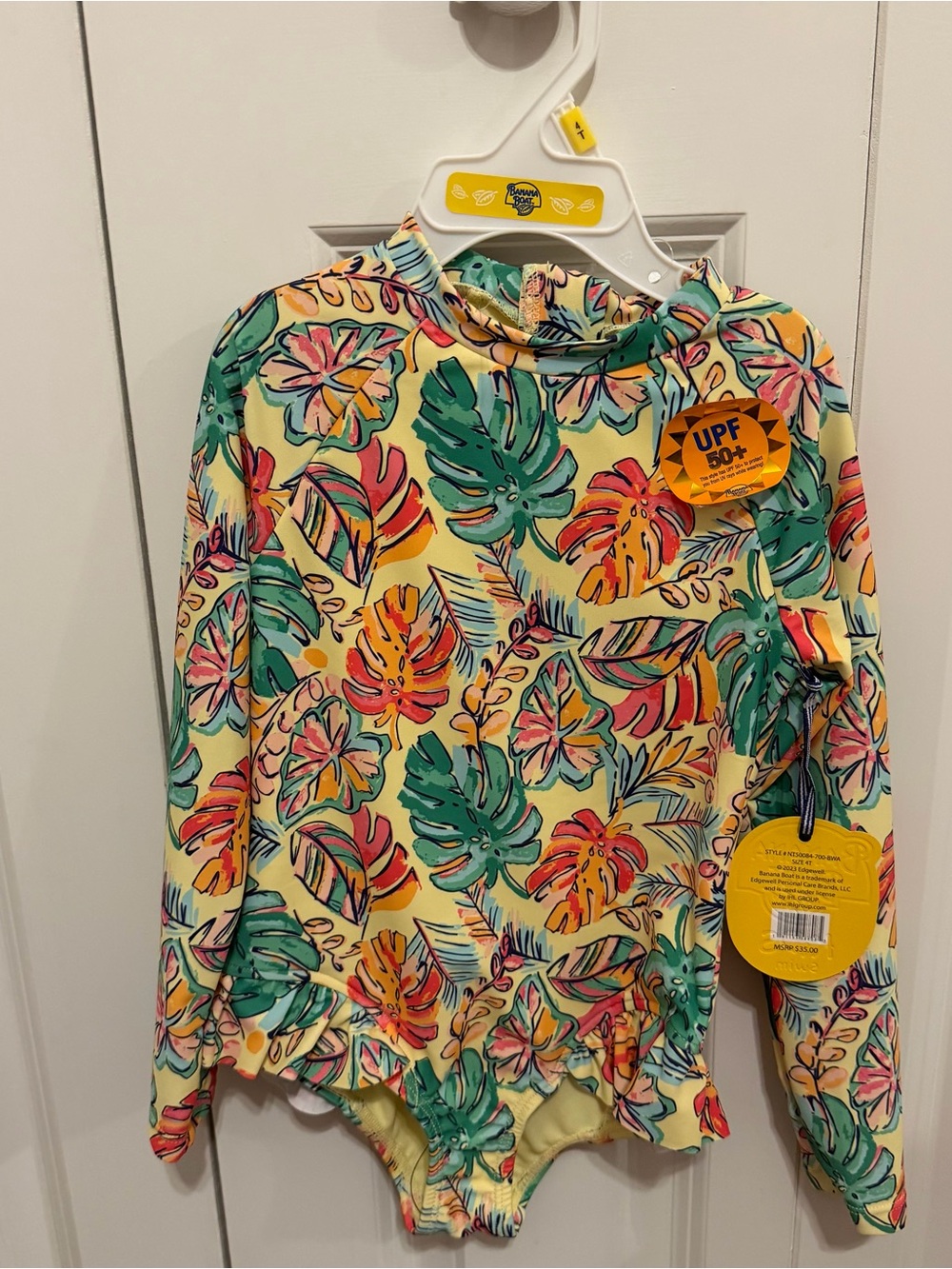 Banana Boat Kids Tropical Long-Sleeve Rash Guard Swimsuit